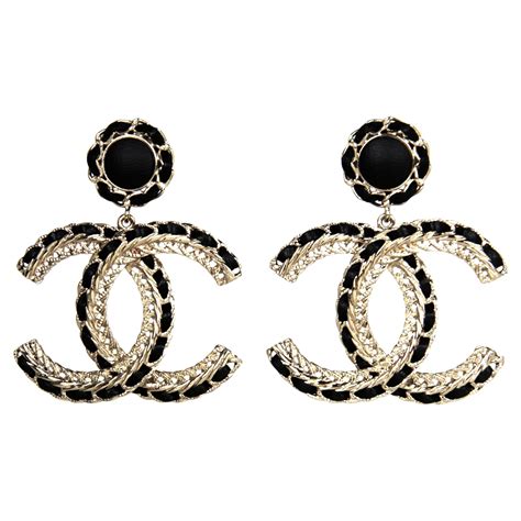 black chanel earrings cc|More.